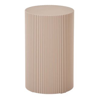 MADIGAN - Bout de canapé Cylindrique Strillé en MDF Strillé Beige