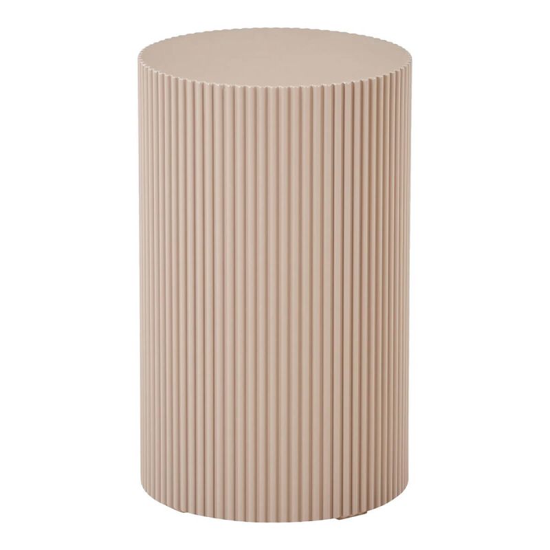 MADIGAN - Bout de canapé Cylindrique Strillé en MDF Strillé Beige