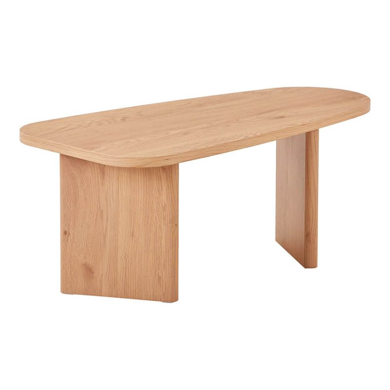 VALENTIANE - Table Basse en MDF Aspect Bois Clair Pieds Asymétriques