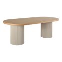 KOLAM - Table Repas 220cm en MDF Plaquage Frêne Pieds Laqué Beige Mat