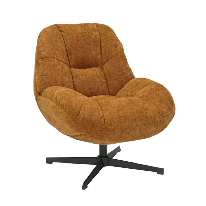 NOAM - Fauteuil Pivotant En Tissu Polyester Jaune