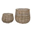 HOUSNIA - Lot de 2 Cache-Pots Ø38cm et Ø27cm en Rotin Kubu Tressé