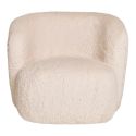 DANIEL - Fauteuil Crapaud Design Tissu Fausse Fourrure Ivoire