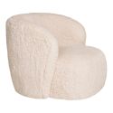 DANIEL - Fauteuil Crapaud Design Tissu Fausse Fourrure Ivoire