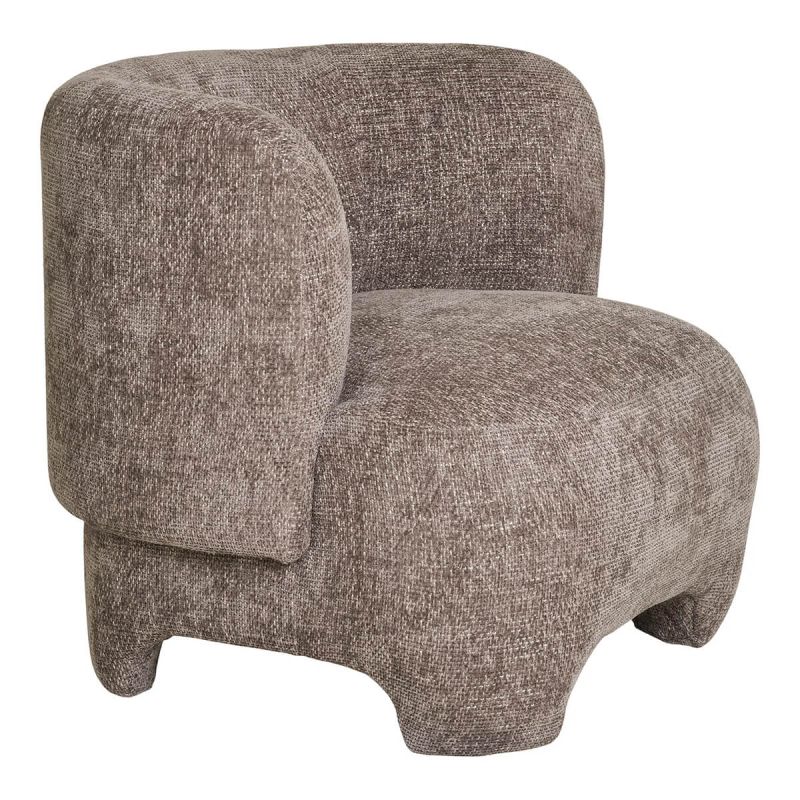 RAKEL - Fauteuil Crapaud Design Tissu Bouclette Marron