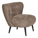 ARON - Fauteuil Crapaud Design Tissu Bouclette Marron Foncé