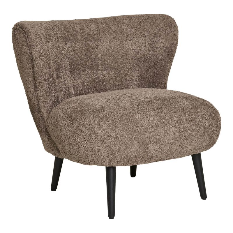 ARON - Fauteuil Crapaud Design Tissu Bouclette Marron Foncé