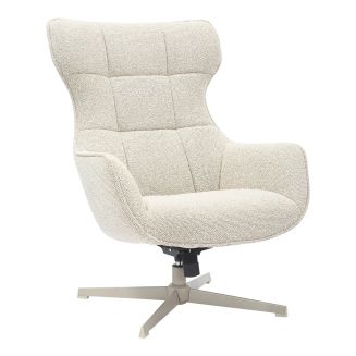 BALTASAR - Fauteuil Pivotant Tissu Bouclette Chiné Beige Clair