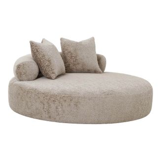 SIKINOS - Fauteuil Lounge en Tissu Microfibre Beige avec Coussins