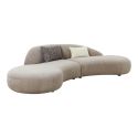 GONDAL - Canapé d'angle Arrondi Tissu Beige avec 2 Coussins Déco