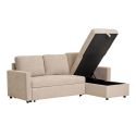 SAREK - Canapé Convertible Méridienne-coffre Réversible en Tissu Beige