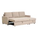 SAREK - Canapé Convertible Méridienne-coffre Réversible en Tissu Beige