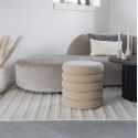 LASTIK - Pouf-Coffre Rond en Tissu Bouclé Beige