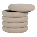 LASTIK - Pouf-Coffre Rond en Tissu Bouclé Beige