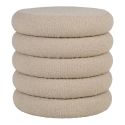 LASTIK - Pouf-Coffre Rond en Tissu Bouclé Beige