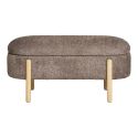 BRENDA - Banc-Coffre en Tissu Bouclettes Marron Pieds Bois Naturel