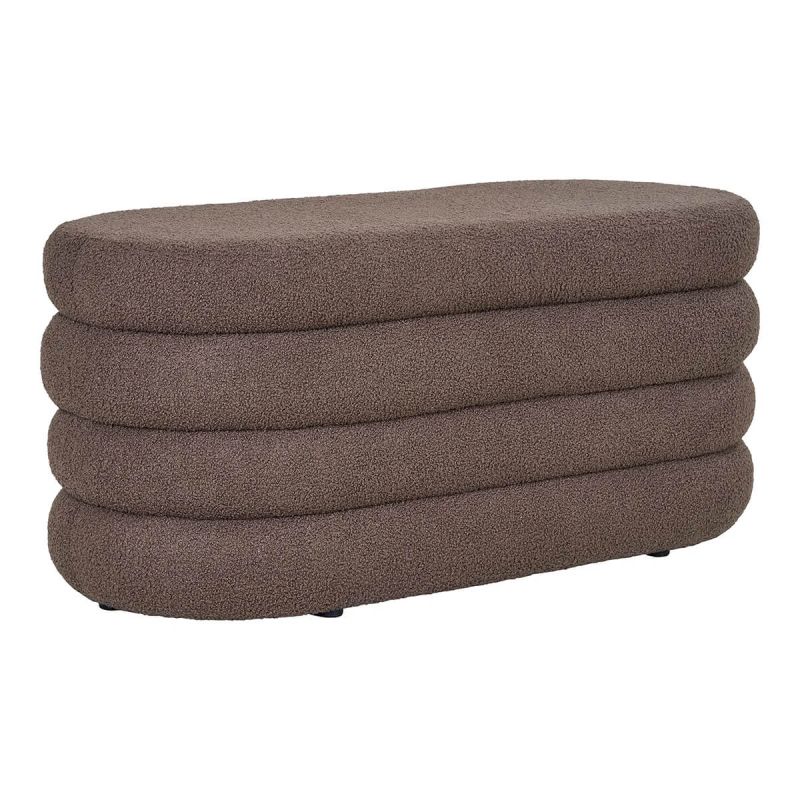 BALHIA - Banc-Coffre en Tissu Bouclettes Marron