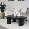 TANELIA - Table basse Ovale 3 Pieds Placage Frêne Teinté Noir