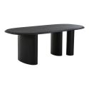 TANELIA - Table Repas Fixe Coins Arrondis 3 Pieds Placage Frêne Teinté Noir