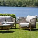 LORIENA - Fauteuil de Jardin en Acacia et Corde Beige avec Coussins