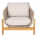 LORIENA - Fauteuil de Jardin en Acacia et Corde Beige avec Coussins