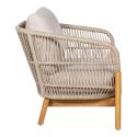 LORIENA - Fauteuil de Jardin en Acacia et Corde Beige avec Coussins