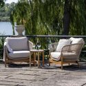 LORIENA - Fauteuil de Jardin en Acacia et Corde Beige avec Coussins