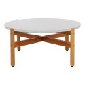 LORIENA - Table Basse Ronde Ø84,5cm en Acacia Plateau en Terrazzo