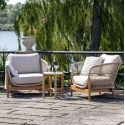 LORIENA - Ensemble Fauteuils de Jardin et Table Basse en Acacia Plateau en Terrazzo