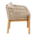 LORIENA - Lot de 2 Fauteuils de Table de Jardin en Acacia et Corde Beige avec Coussins