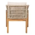 LORIENA - Lot de 2 Fauteuils de Table de Jardin en Acacia et Corde Beige avec Coussins