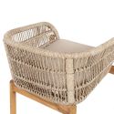 LORIENA - Lot de 2 Fauteuils de Table de Jardin en Acacia et Corde Beige avec Coussins