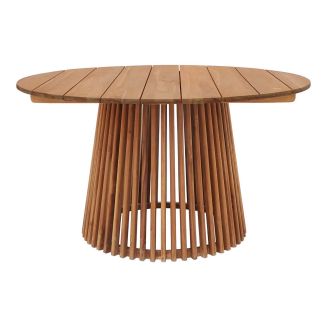 LIRICIA - Table Repas de Jardin Ø120cm en Teck Massif Pied Central Ajouré