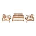 TECKER - Salon de Jardin Complet Table Basse en Teck Massif et Coussins Blancs