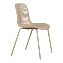 TIYANA - Lot de 4 Chaises de Jardin en Polypropylène Laqué Beige Empilables