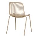 TIYANA - Lot de 4 Chaises de Jardin en Polypropylène Laqué Beige Empilables