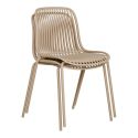 TIYANA - Lot de 4 Chaises de Jardin en Polypropylène Laqué Beige Empilables