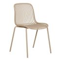 TIYANA - Lot de 4 Chaises de Jardin en Polypropylène Laqué Beige Empilables