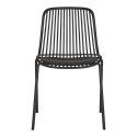 TIYANA - Lot de 4 Chaises de Jardin en Polypropylène Laqué Noir Empilables