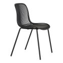 TIYANA - Lot de 4 Chaises de Jardin en Polypropylène Laqué Noir Empilables