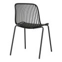 TIYANA - Lot de 4 Chaises de Jardin en Polypropylène Laqué Noir Empilables