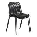 TIYANA - Lot de 4 Chaises de Jardin en Polypropylène Laqué Noir Empilables