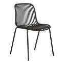 TIYANA - Lot de 4 Chaises de Jardin en Polypropylène Laqué Noir Empilables