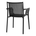 STOLY - Lot de 2 Fauteuils de Table de Jardin en Polypropylène Laqué Noir