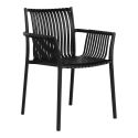 STOLY - Lot de 2 Fauteuils de Table de Jardin en Polypropylène Laqué Noir