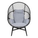 EGGYN - Fauteuil Lounge de Jardin Forme Oeuf en Métal Noir et Polyrotin