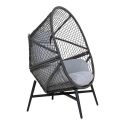 EGGYN - Fauteuil Lounge de Jardin Forme Oeuf en Métal Noir et Polyrotin