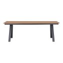 CLIFF - Table de Jardin Plateau en PE Aspect Bois Naturel Pieds en Aluminium Noir