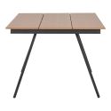 CLIFF - Table de Jardin Plateau en PE Aspect Bois Naturel Pieds en Aluminium Noir