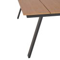 CLIFF - Table de Jardin Plateau en PE Aspect Bois Naturel Pieds en Aluminium Noir